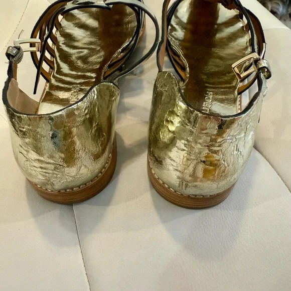 Gold Metallic Gladiator Sandals with Cage Design - Picture 4 of 5